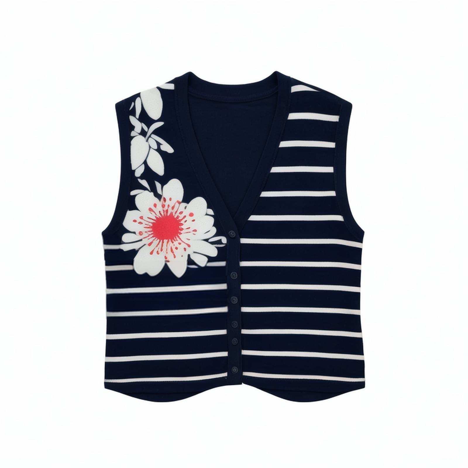 Women 2024 summer New Fashion streak Tank Tops Vintage Sleeveless Female Chic Tops