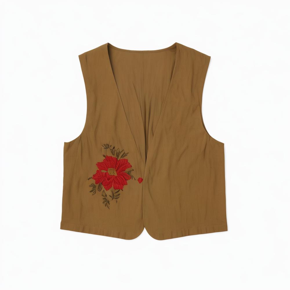 Women 2024 summer New Fashion Bead linen Vest Coat Vintage Sleeveless Female Waistcoat Chic Tops