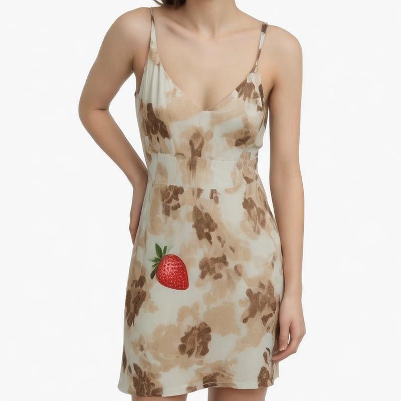 Newly arriv ink-print mini skirt V-neck nightdress