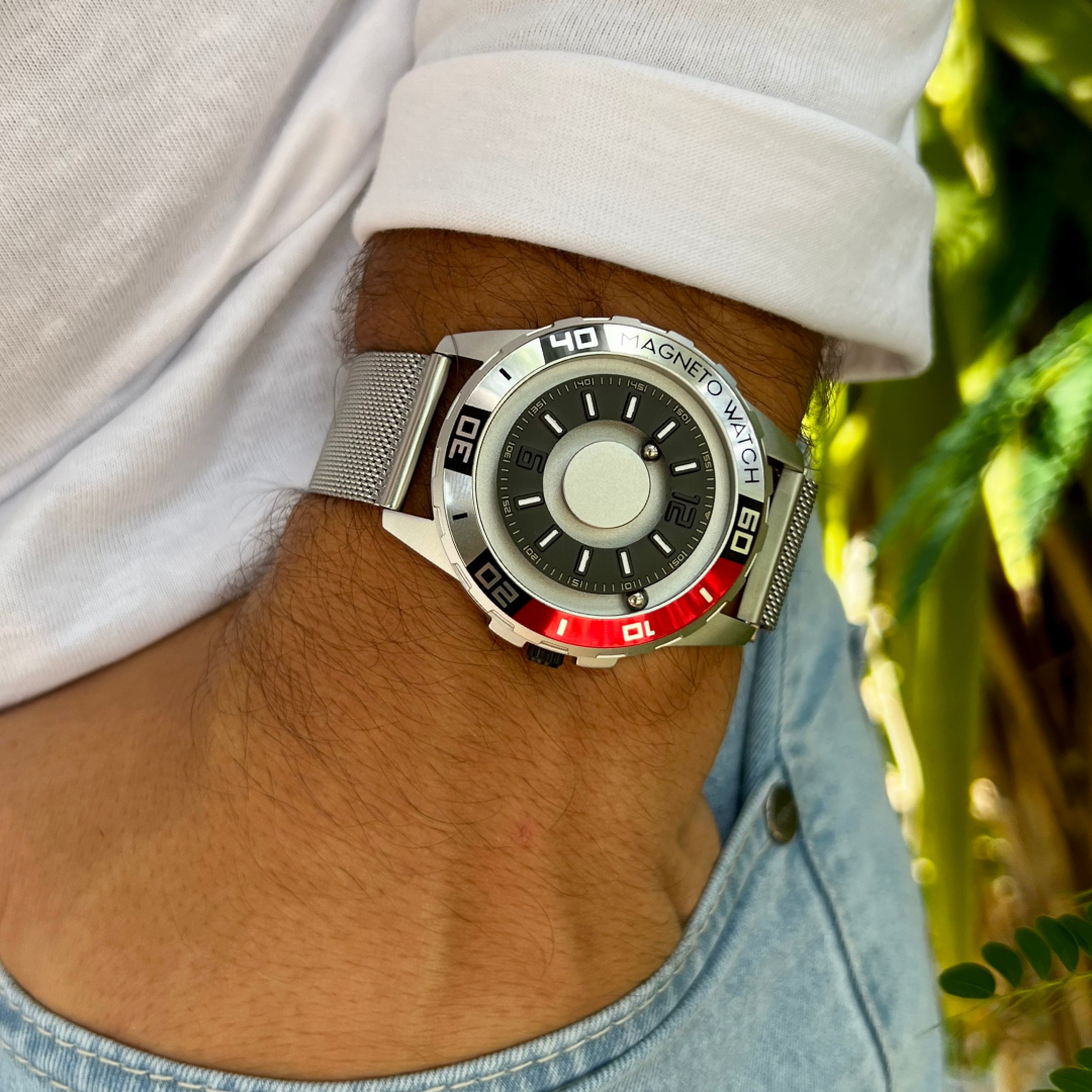 Uranus Red mesh magnetic silver