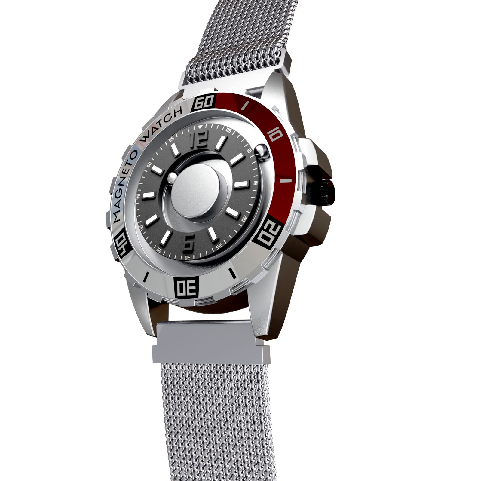 Uranus Red mesh magnetic silver