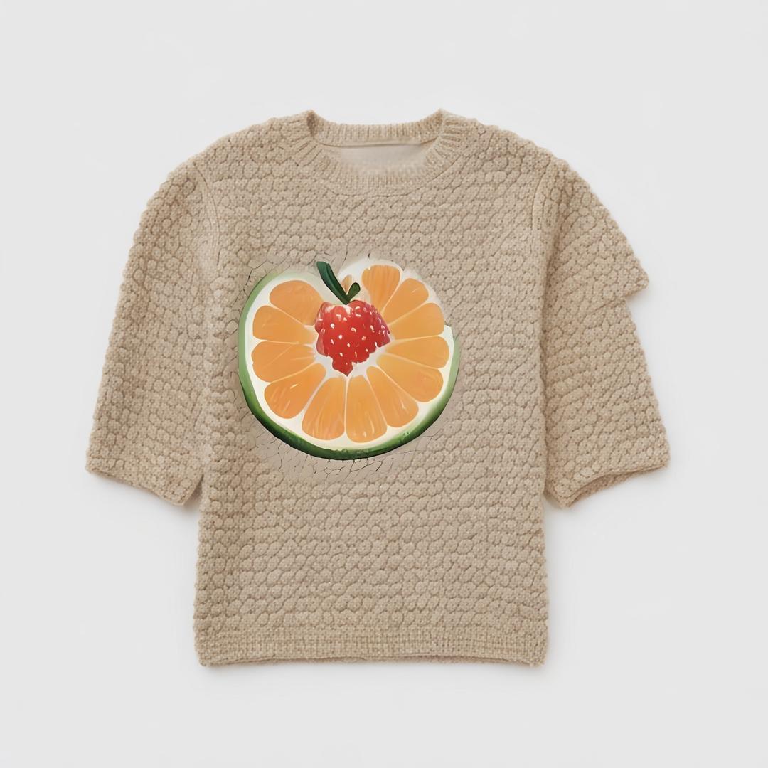 Women 2024 summer New Chic Fashion Laminat decorative Knitt Sweater Vintage O Neck Female Pullovers Chic Tops