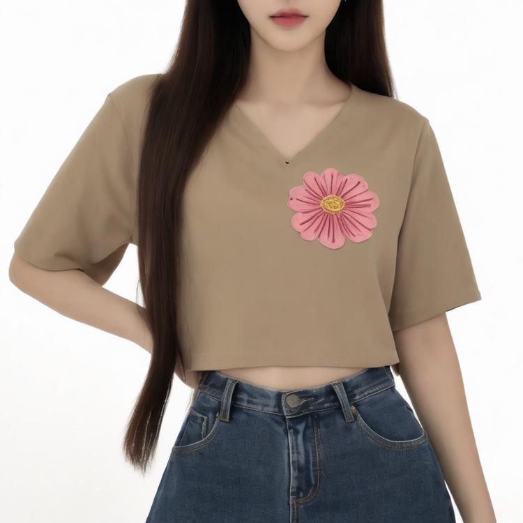 Women's T-shirts Short Sleeve Crew Neck 100% cotton Basic Tee Blank Black White Plain Crop top T Shirt for women