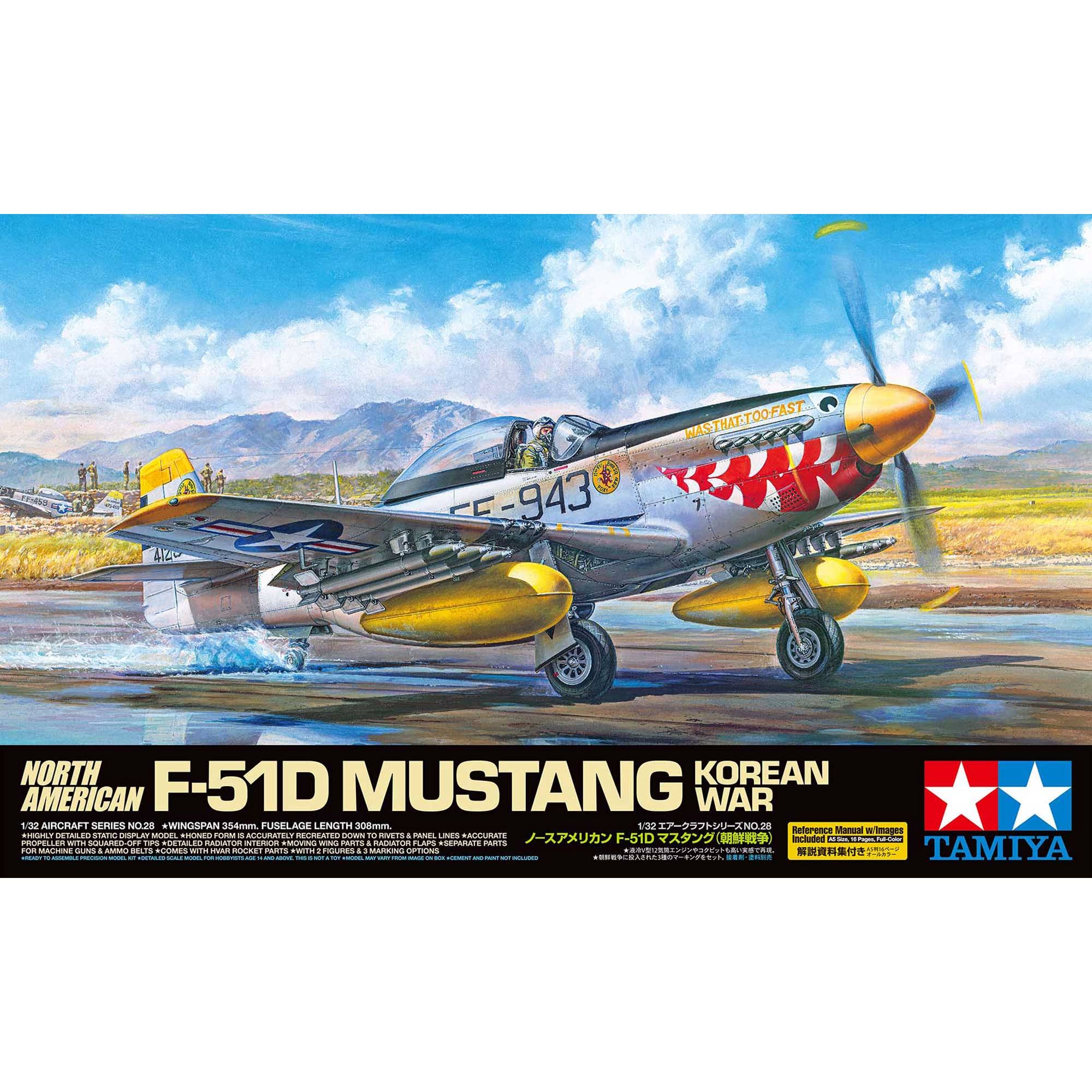 Kit Modélisme TAMIYA F-51D Mustang Échelle 1:72 - Avion Militaire à Monter - Maquette En Plastique - Non Peint