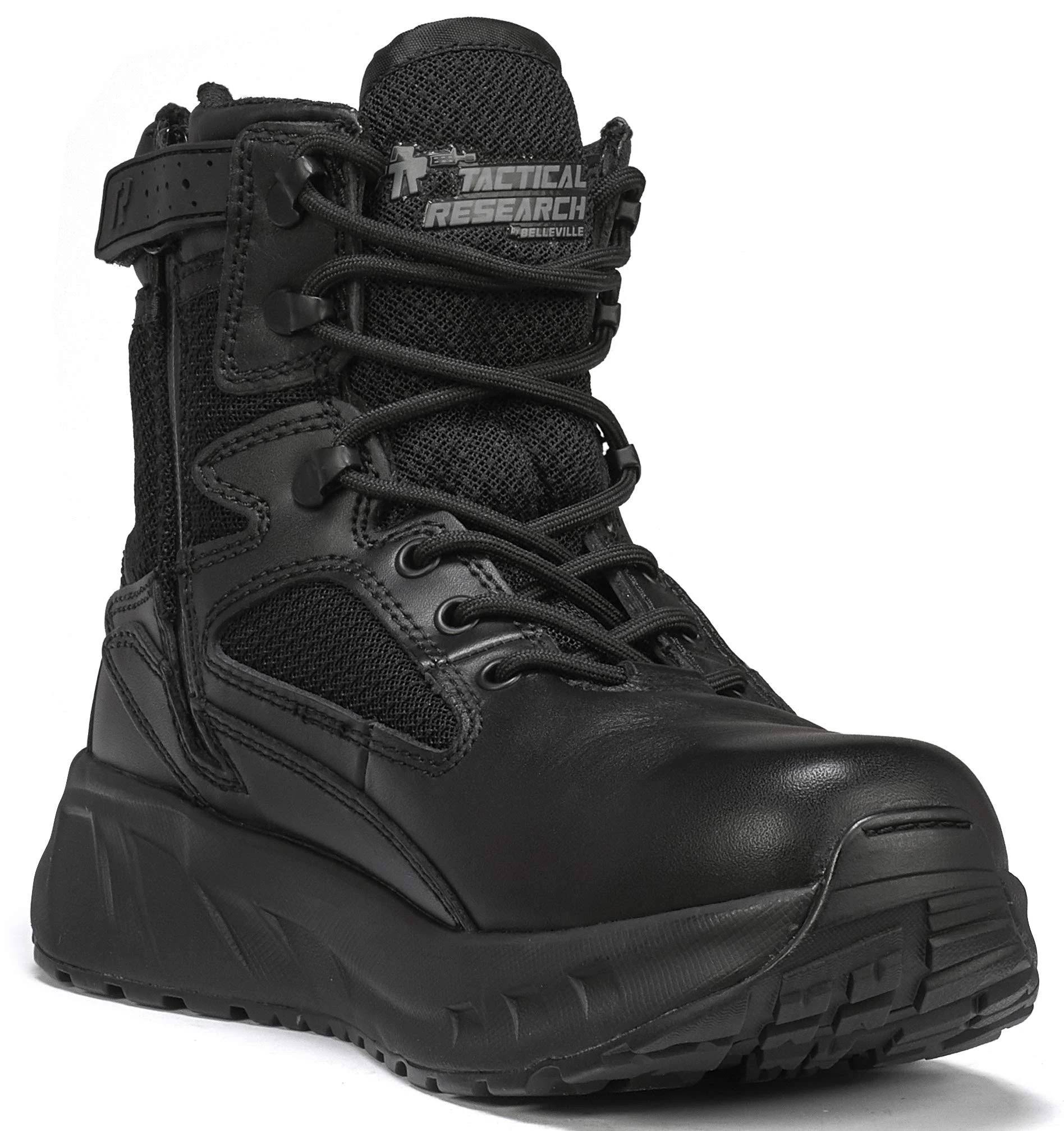Tactical Research TR998Z Chrome Boots - 8" Waterproof, Composite Toe, Side Zip, Men's Black