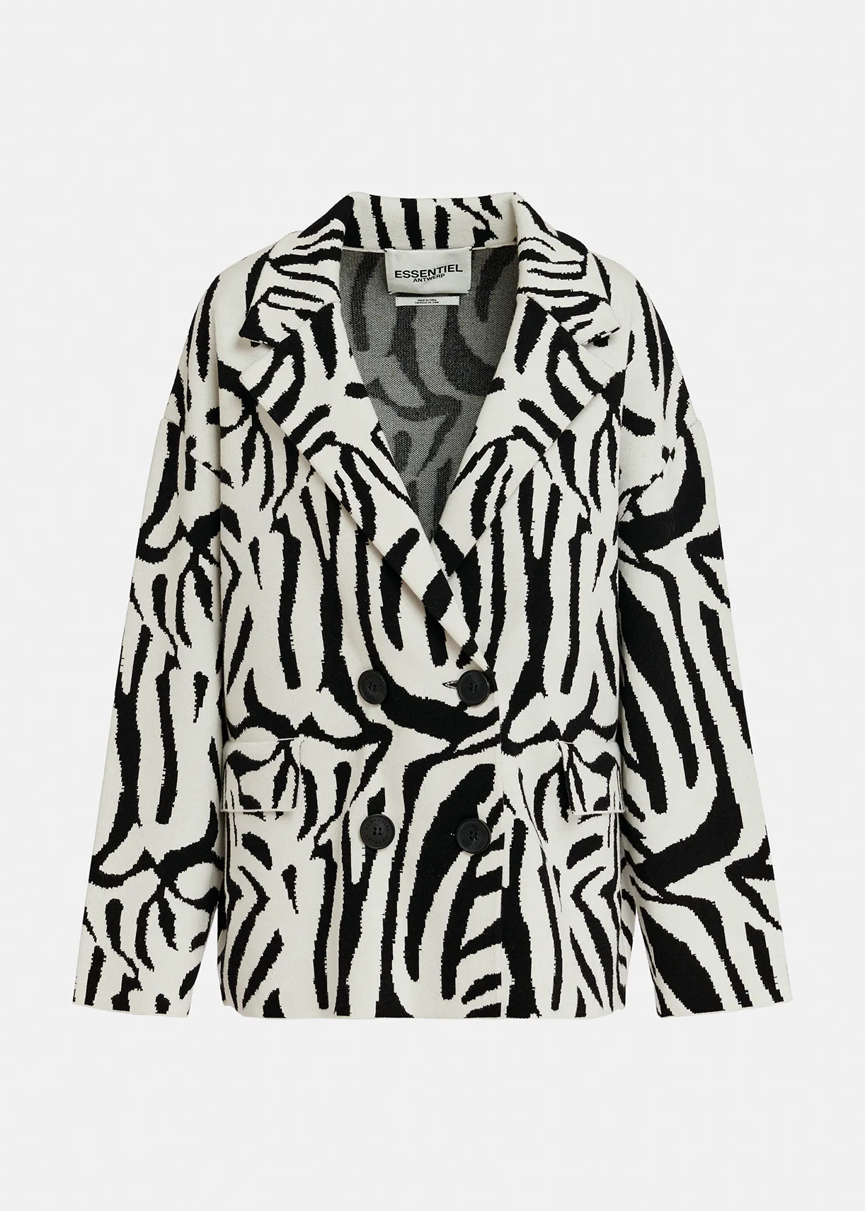 Off-white and black zebra jacquard-knitted jacket