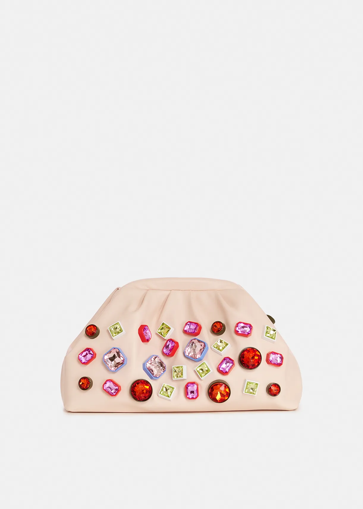 Ecru pouch with rhinestone embellishments