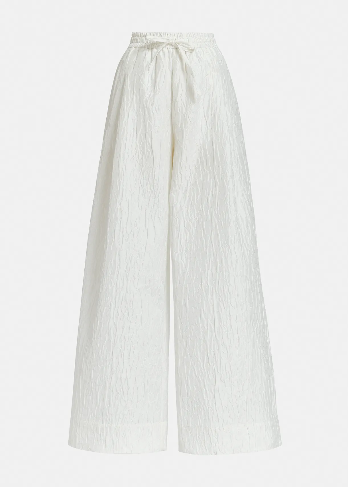 Off-white floral-jacquard wide-leg pants