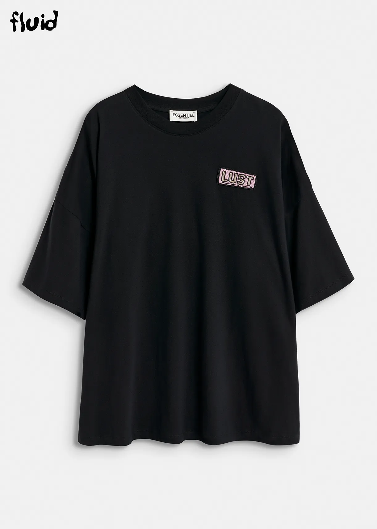 Black organic cotton T-shirt with embroidery
