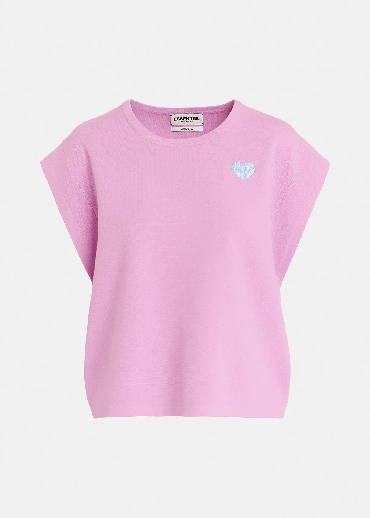 Lilac sleeveless knitted sweater with beaded embellishment
