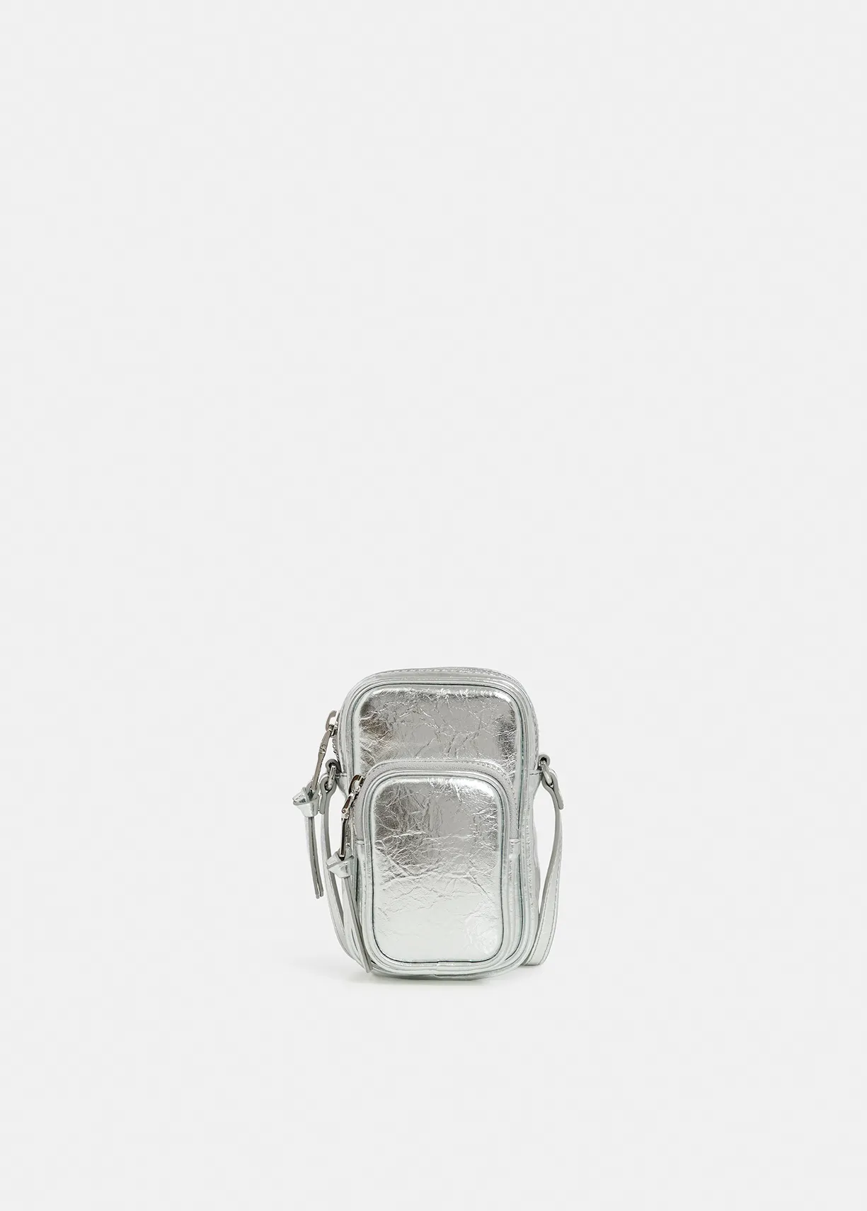 Silver metallic mini shoulder bag