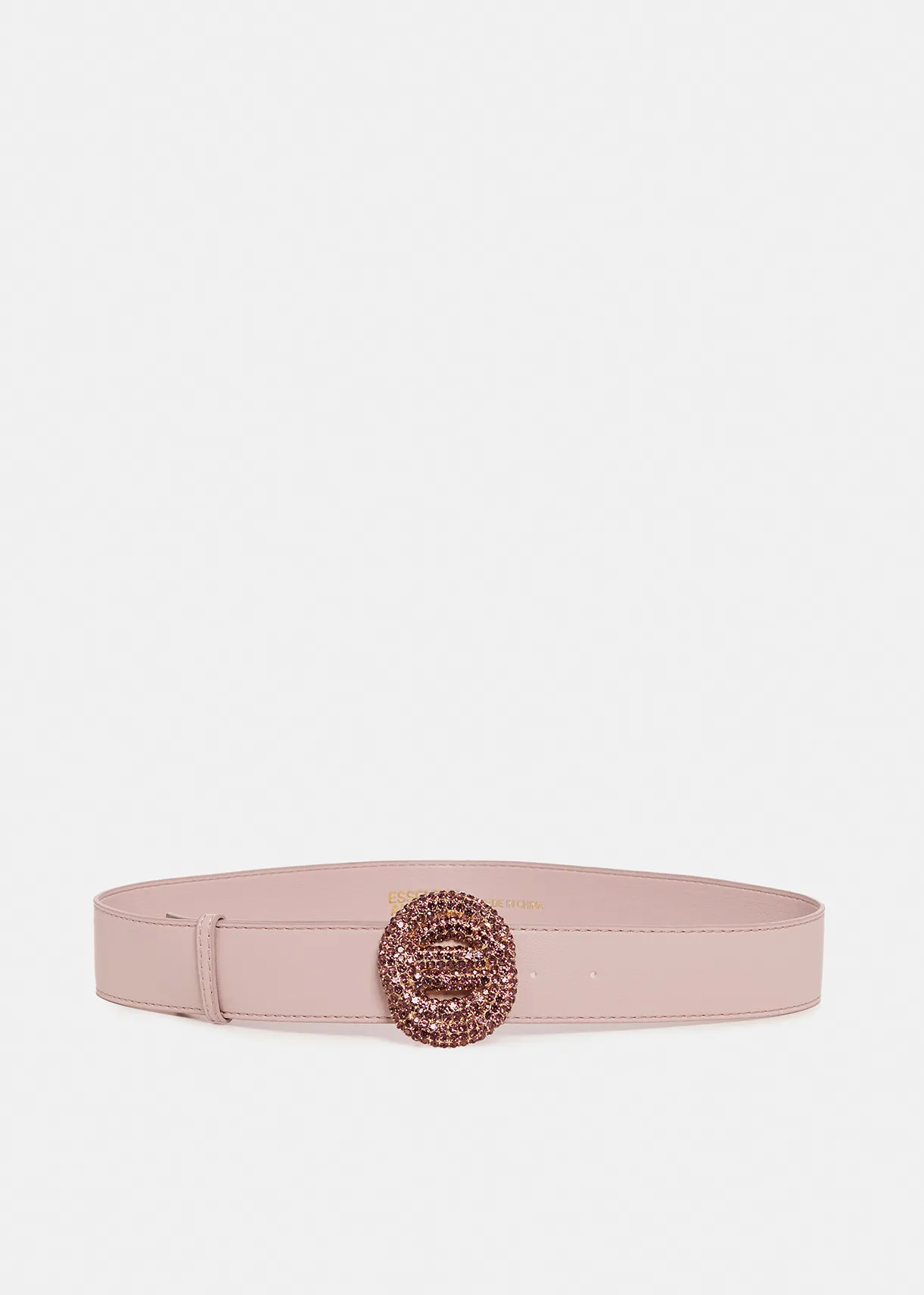 Light pink belt with rhinestone-embellished buckle