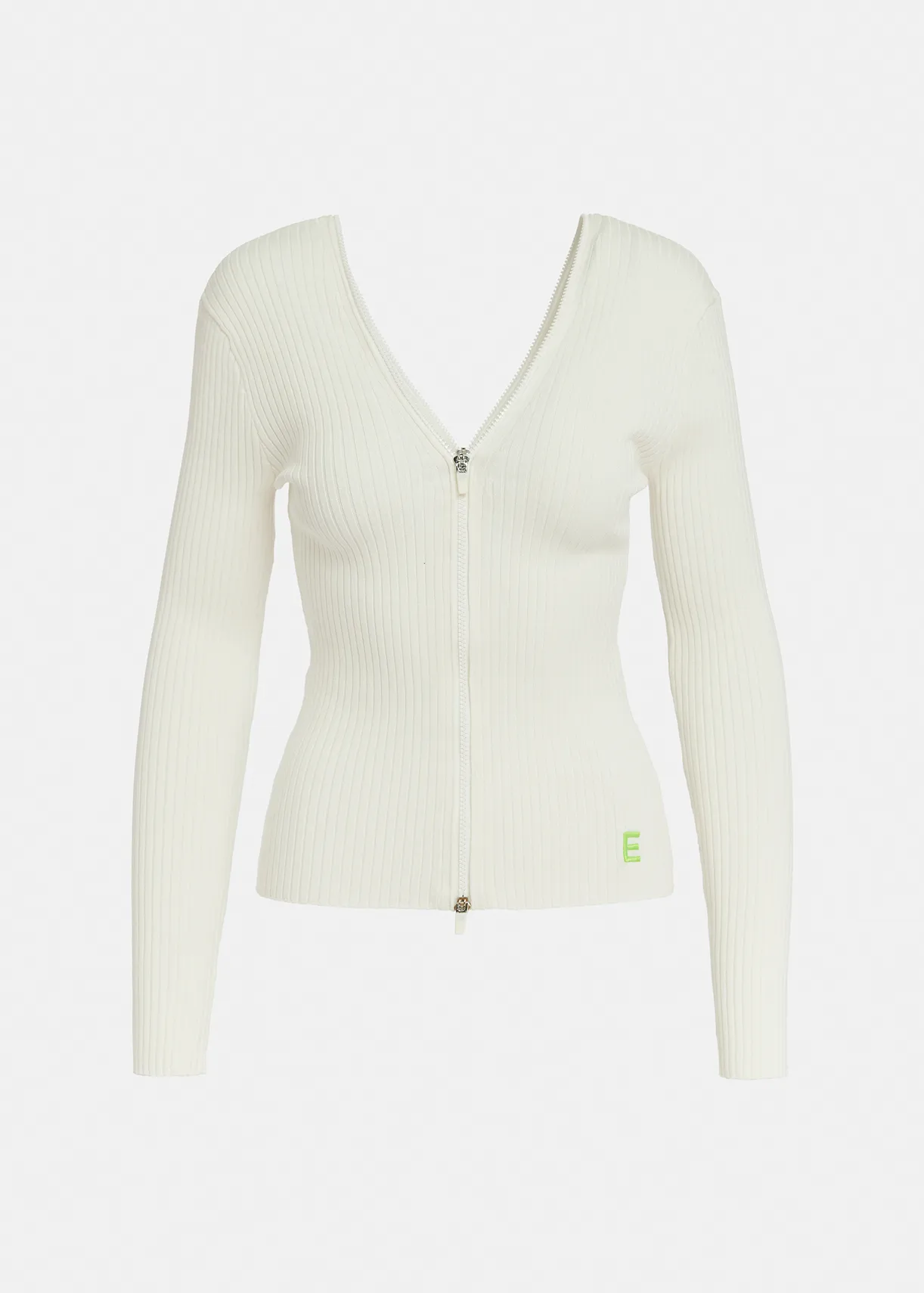 Off-white zip-detailed rib-knitted sweater