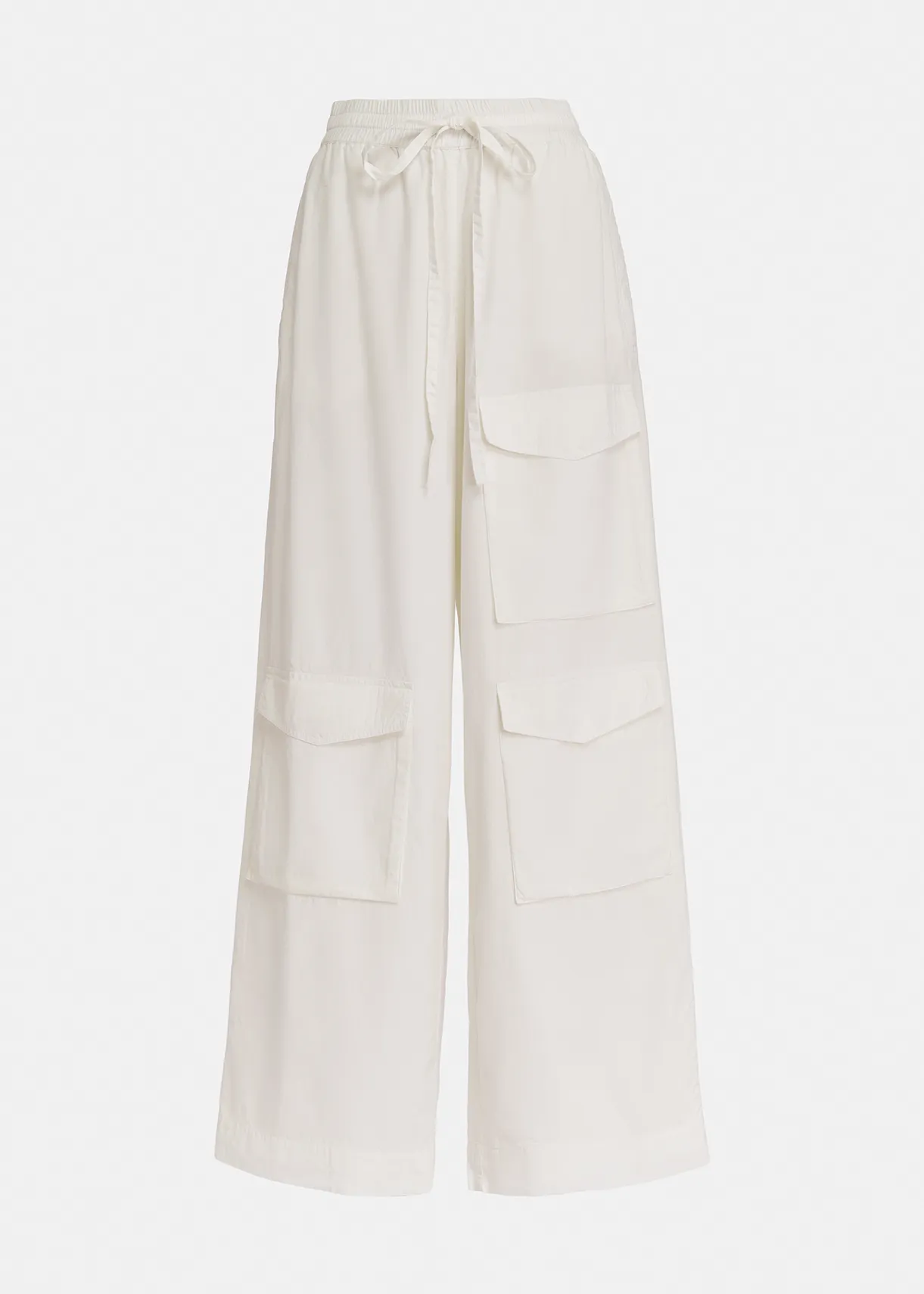 White cotton cargo pants