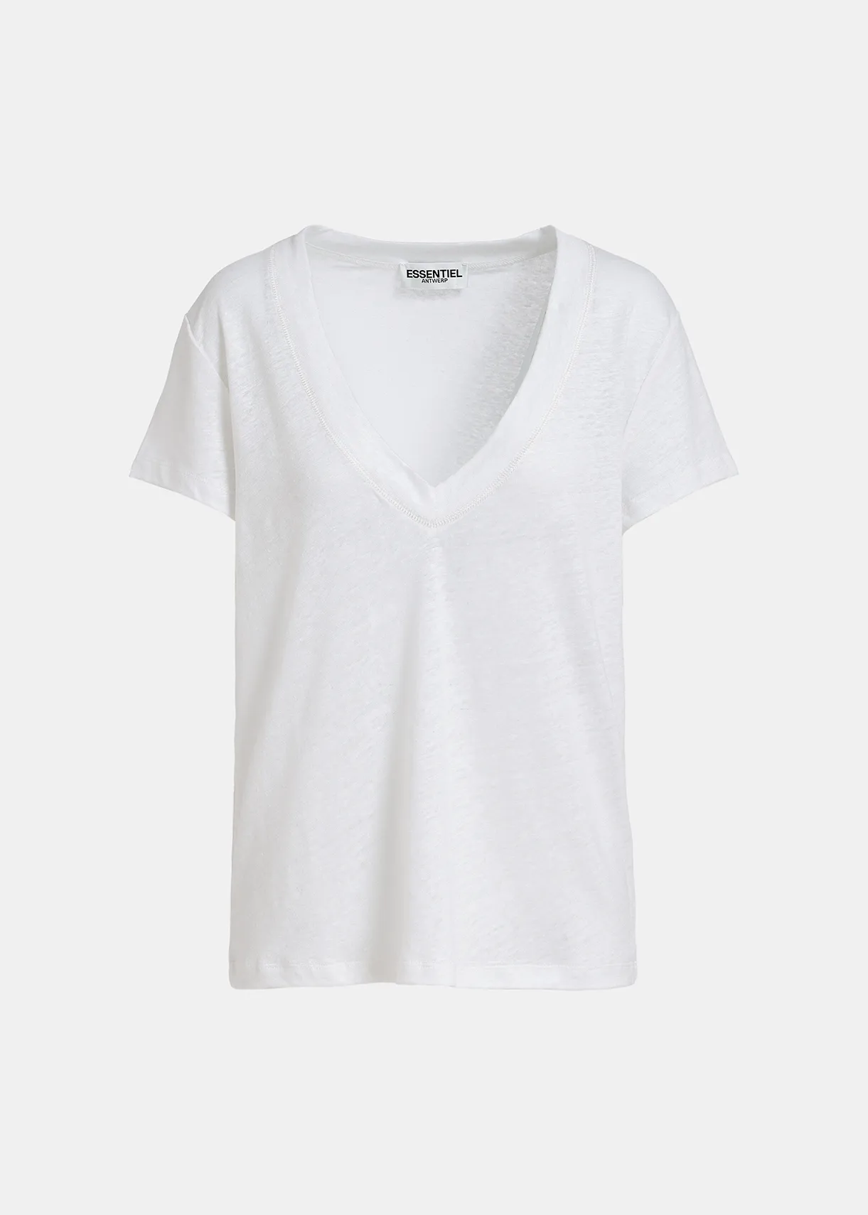 White linen V-neck T-shirt