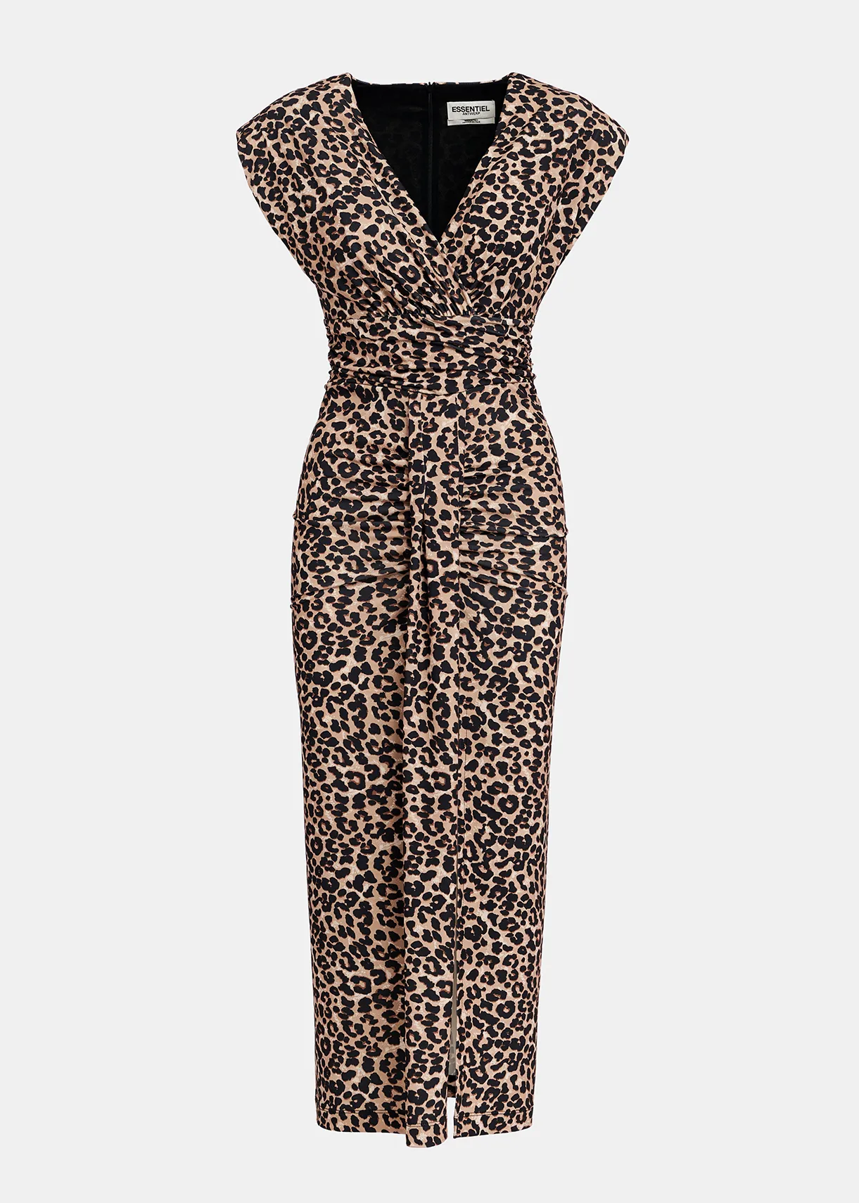 Brown stretch-jersey midi dress with leopard print