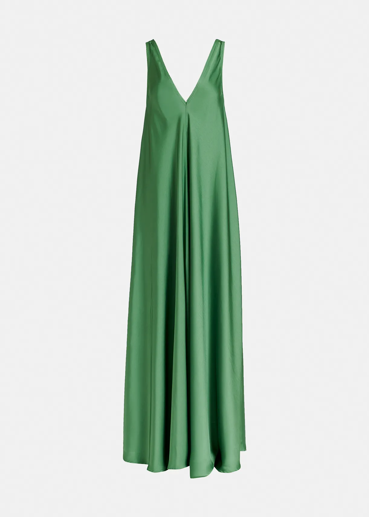 Green V-neck maxi-length dress