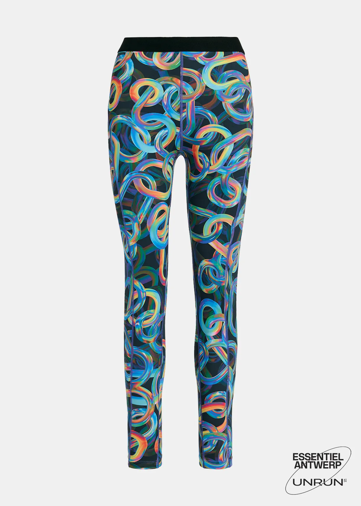 Black abstract printed sports leggings - collaboration with UNRUN