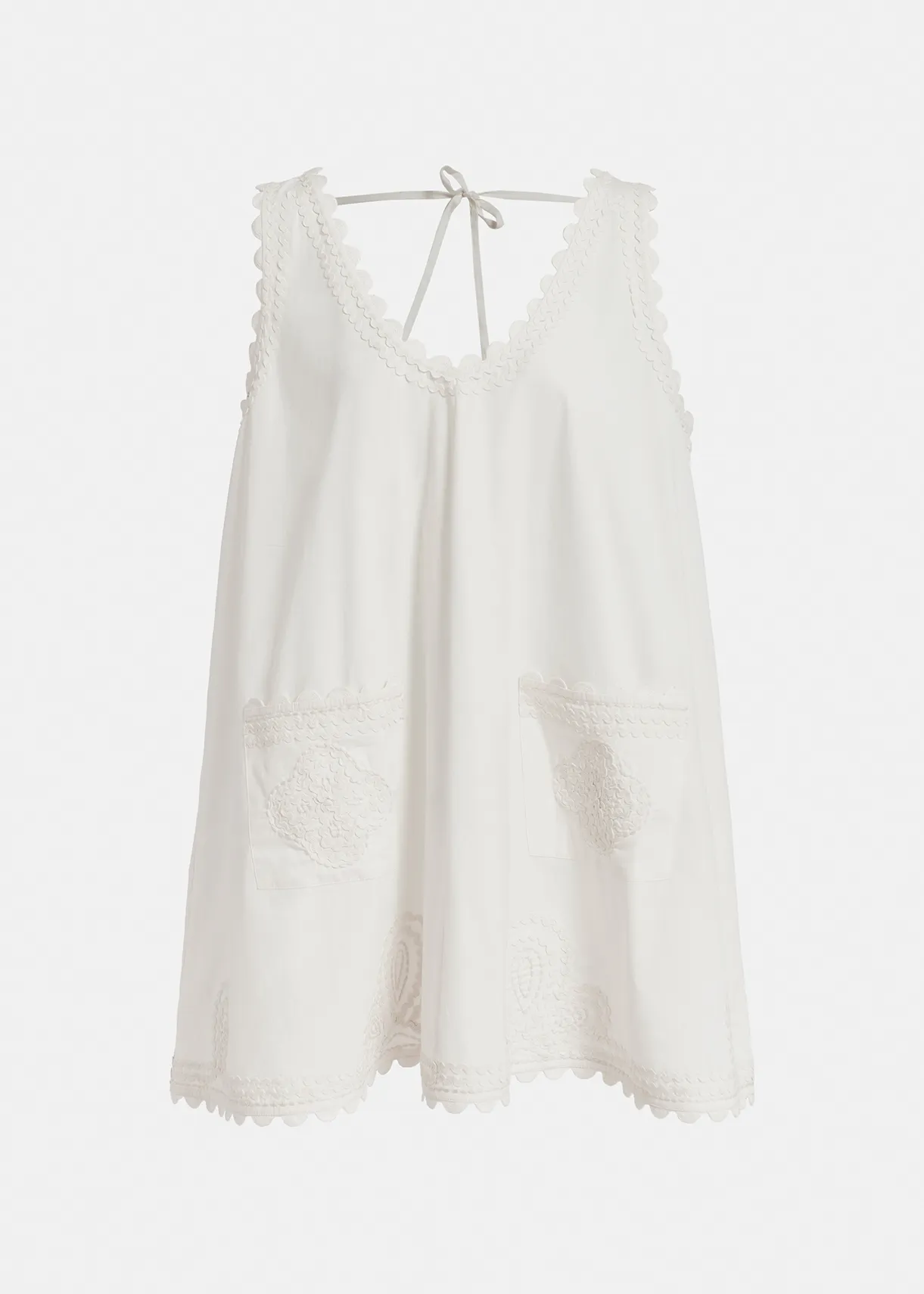 Off-white mini dress with embroideries