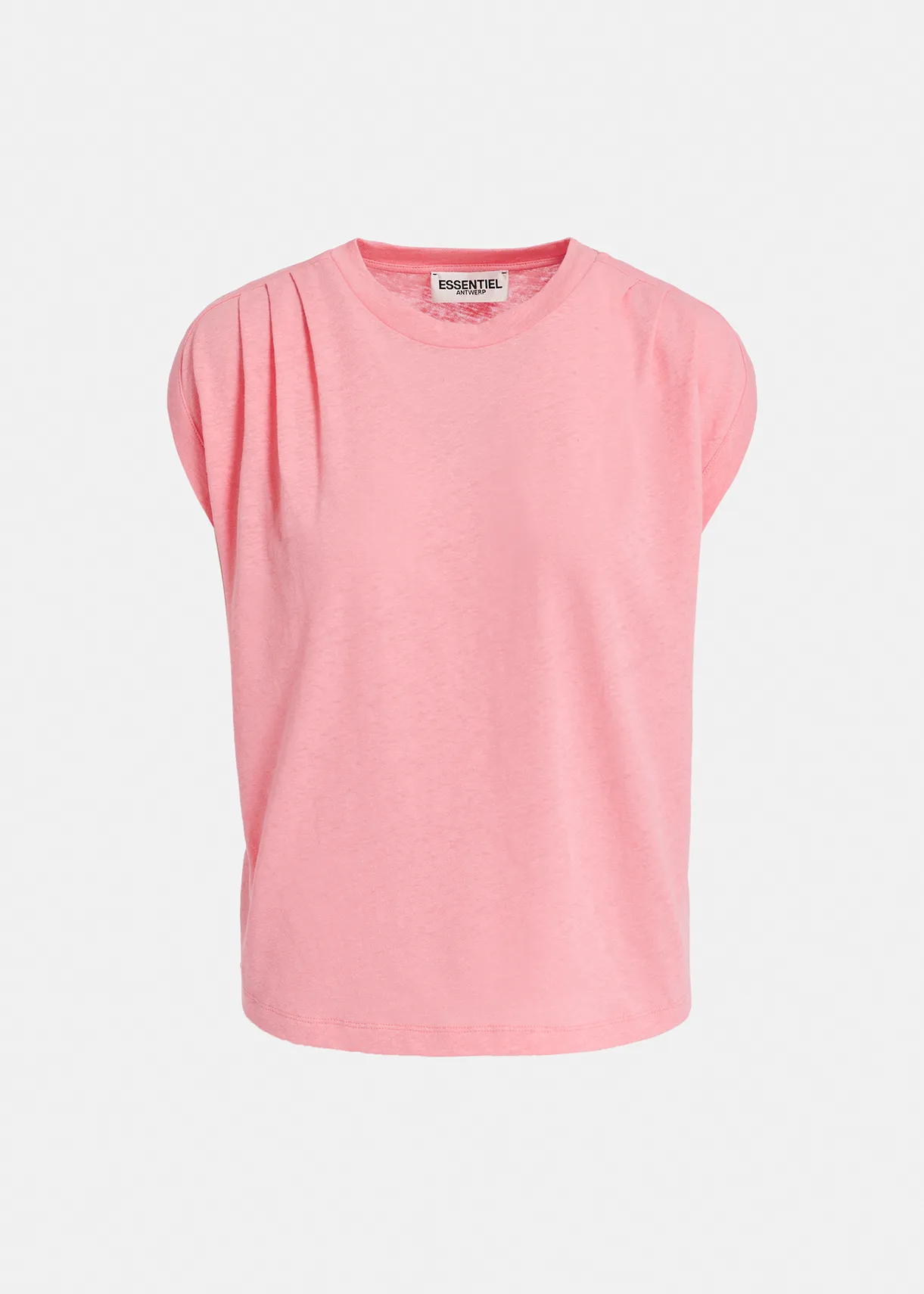 Peach cotton-linen T-shirt