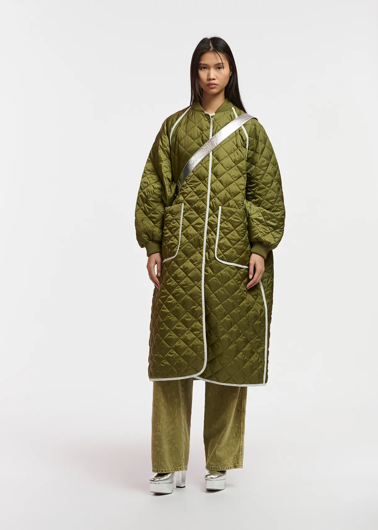 Khaki quilted coat