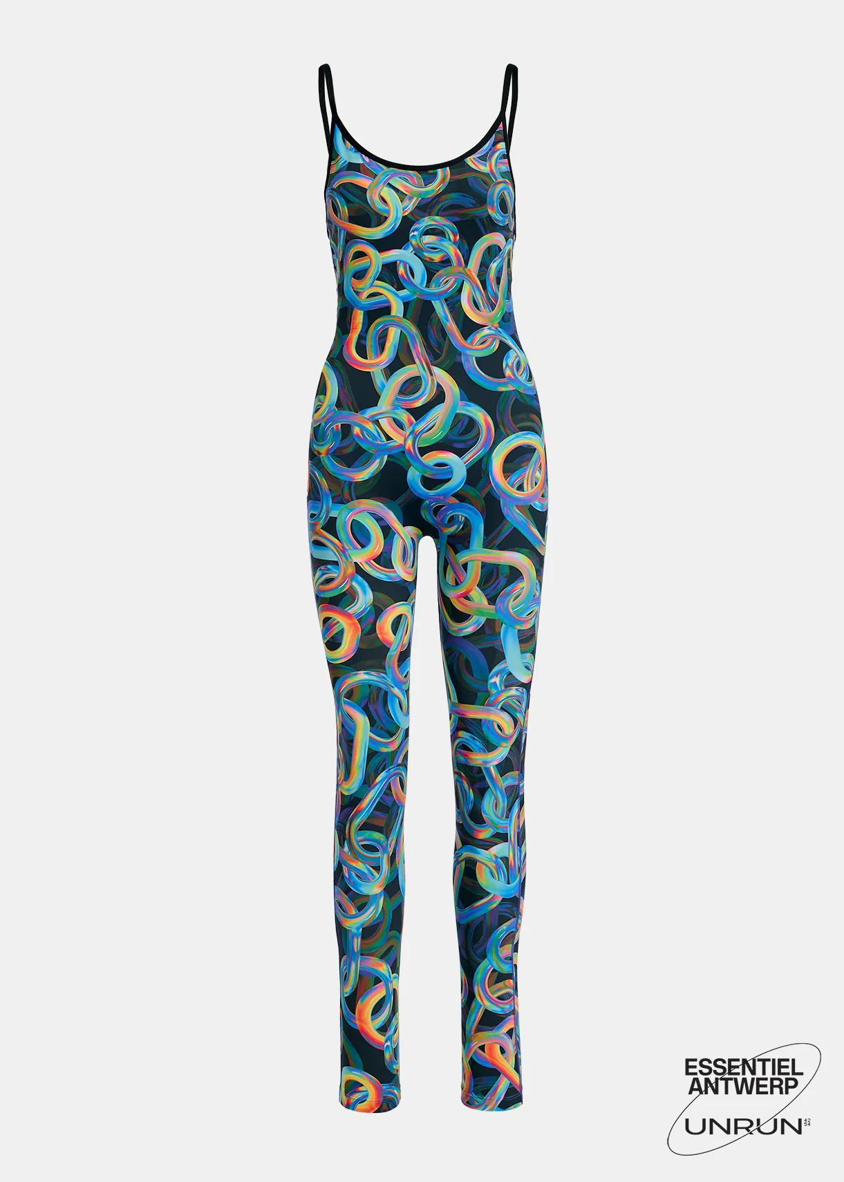 Black abstract printed one piece - collaboration with UNRUN