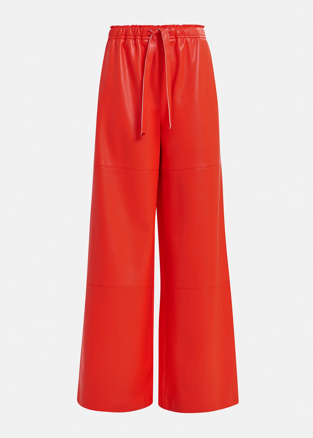 Red faux leather wide-leg pants