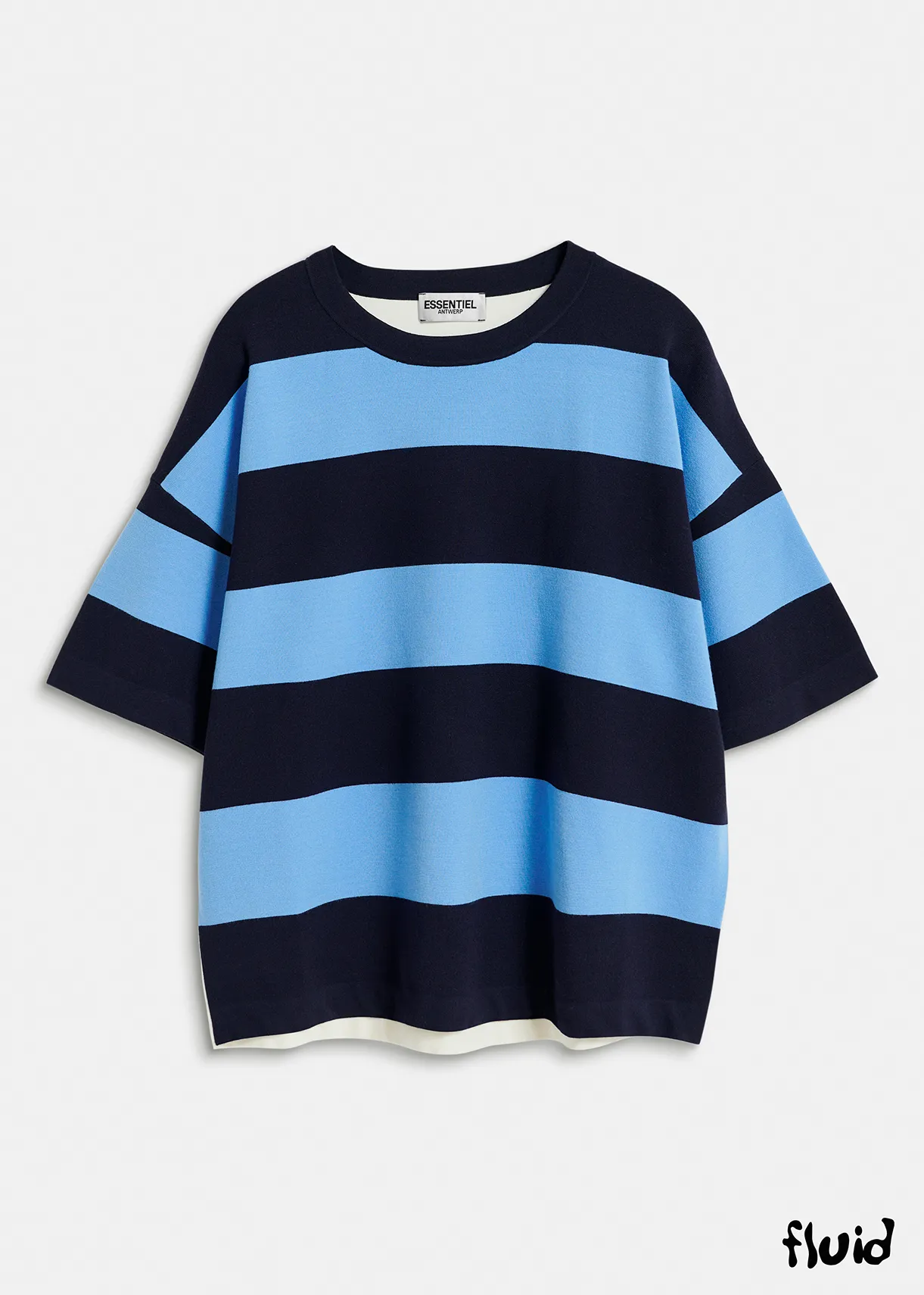 Blue and navy blue striped knit sweater