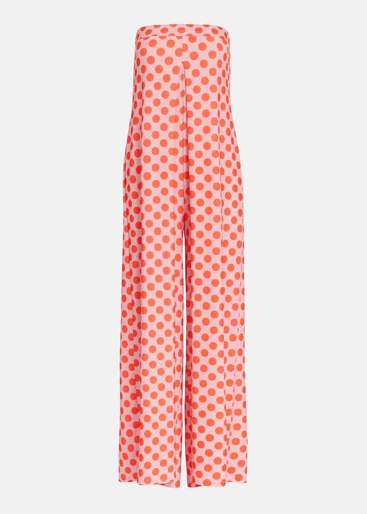 Light pink and red polka-dot stretch-jersey jumpsuit