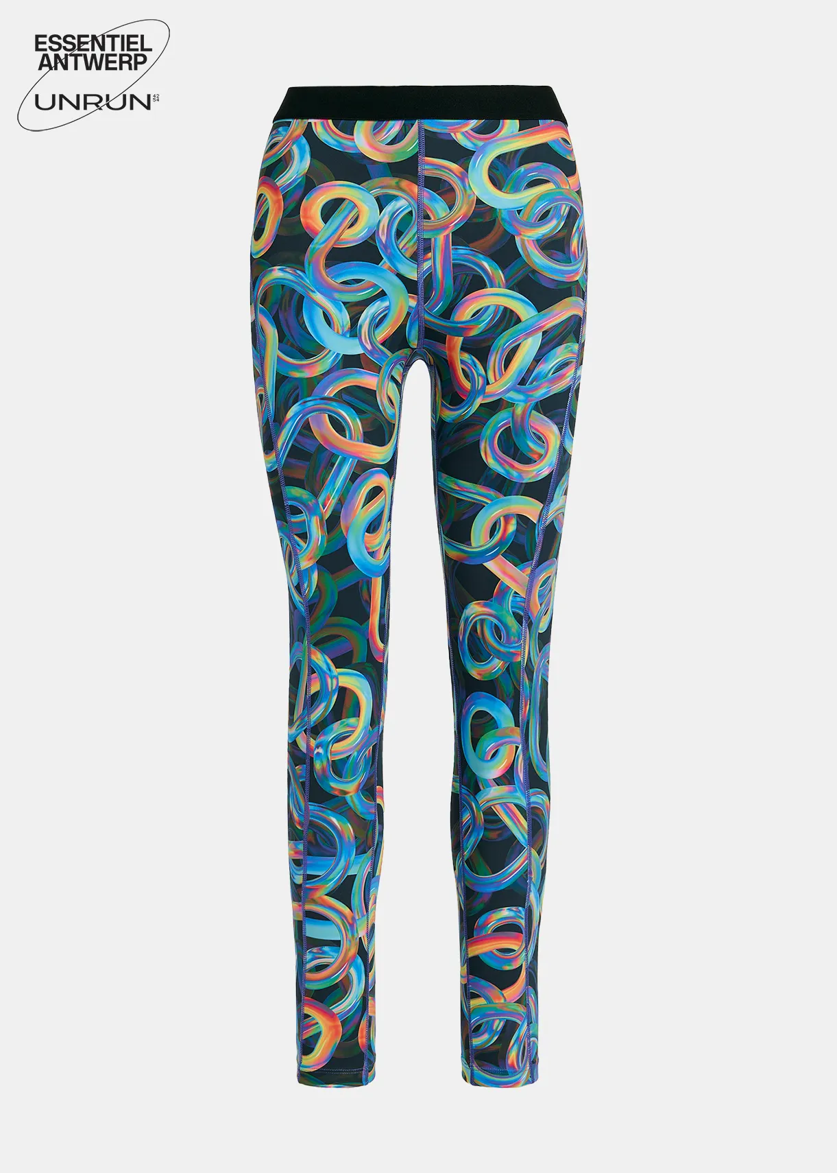 Black abstract printed sports leggings - collaboration with UNRUN