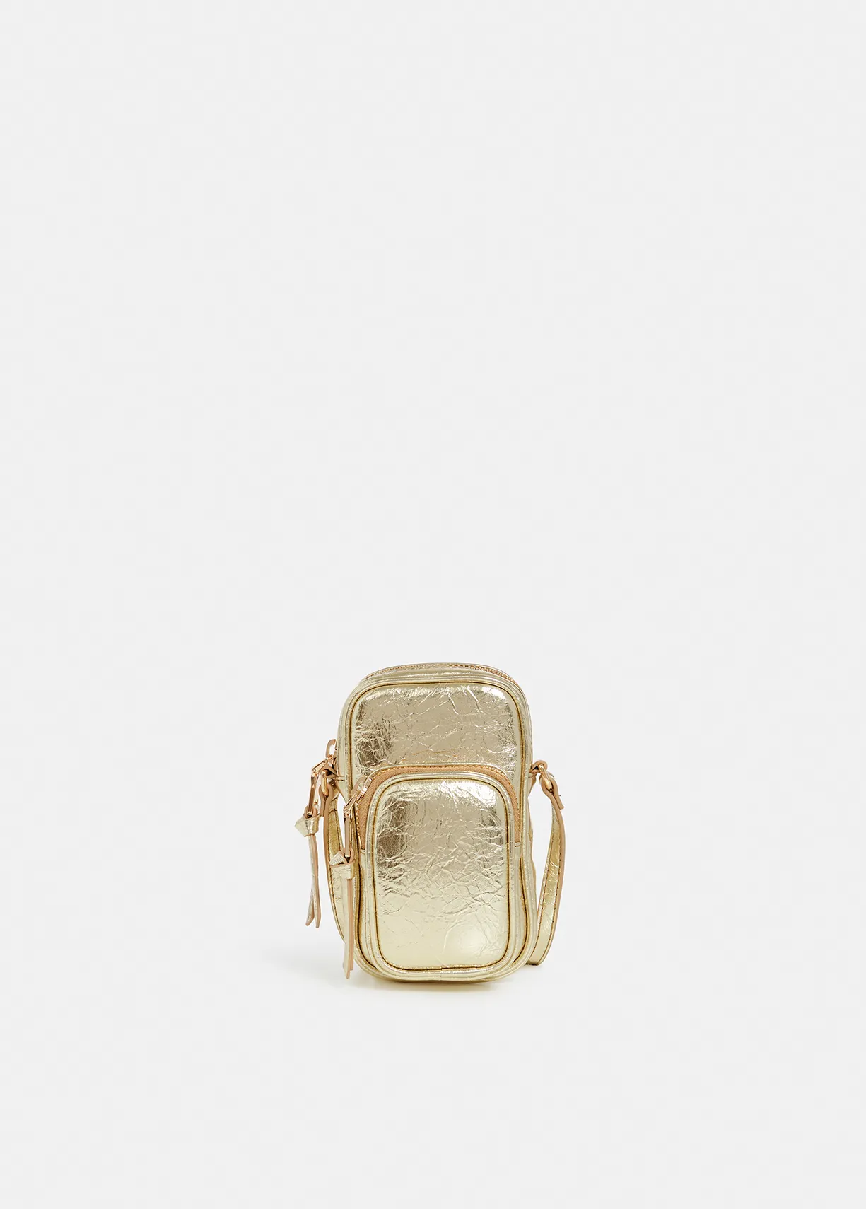 Gold metallic mini shoulder bag