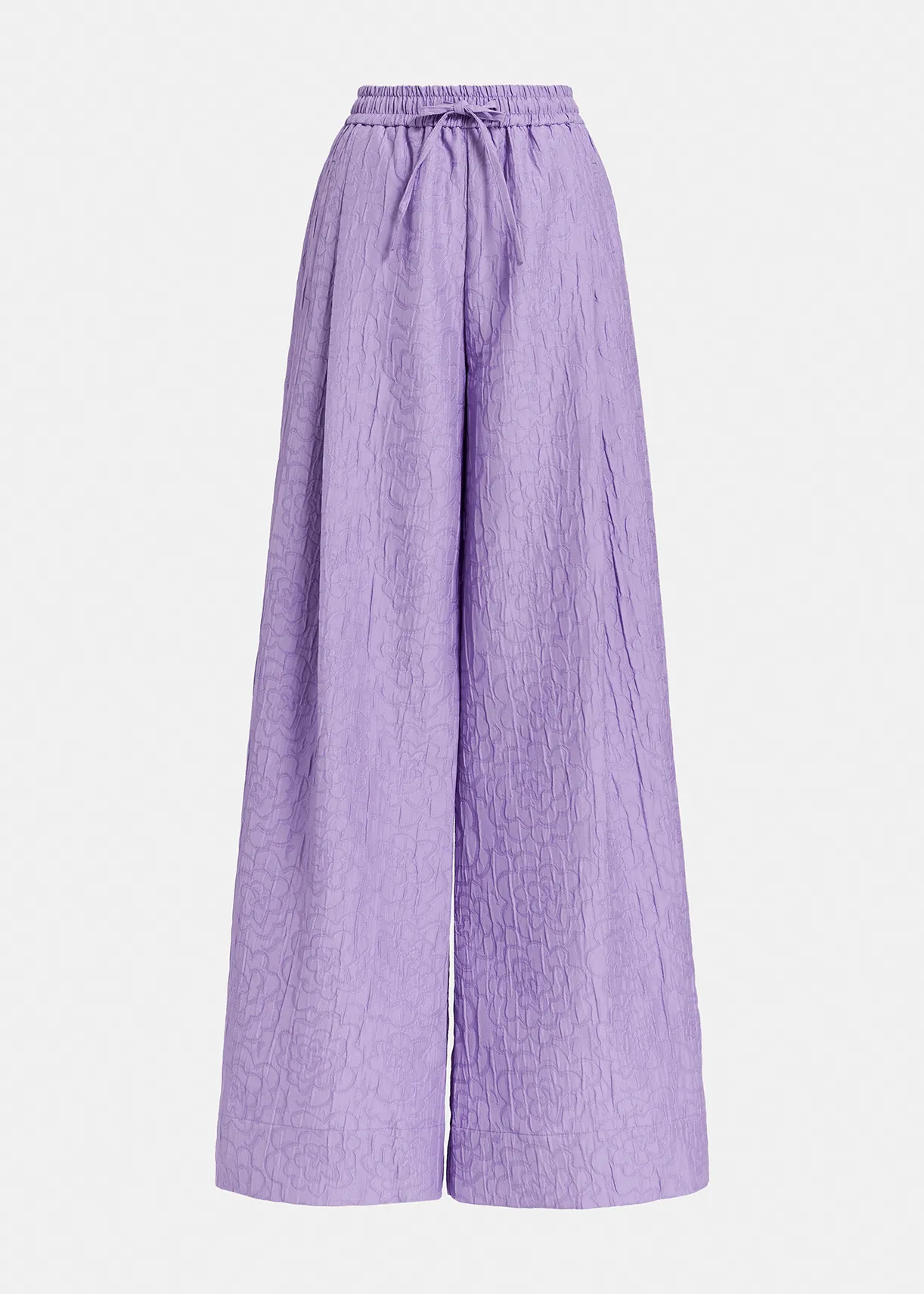 Lilac floral-jacquard wide-leg pants