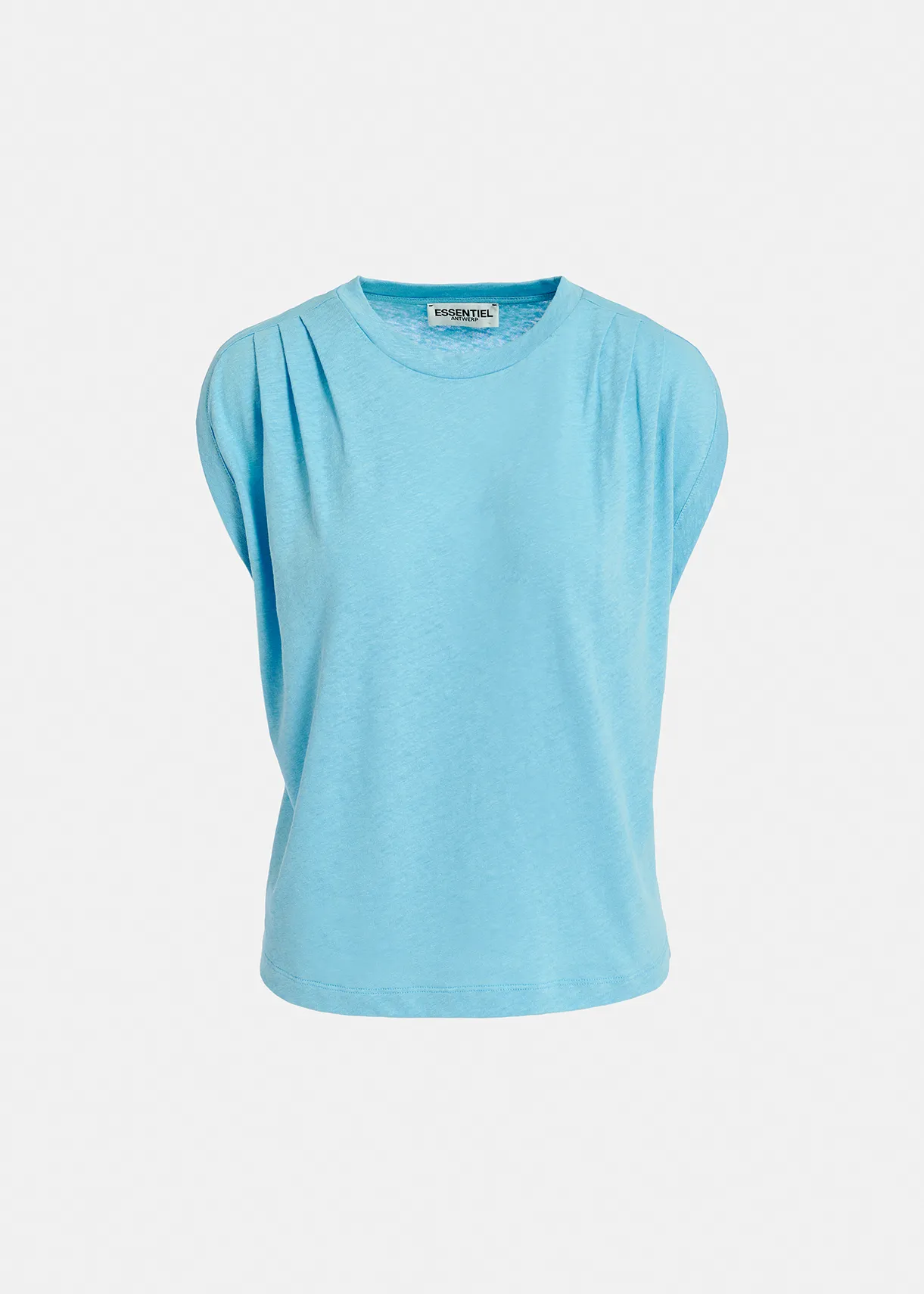 Blue cotton-linen T-shirt