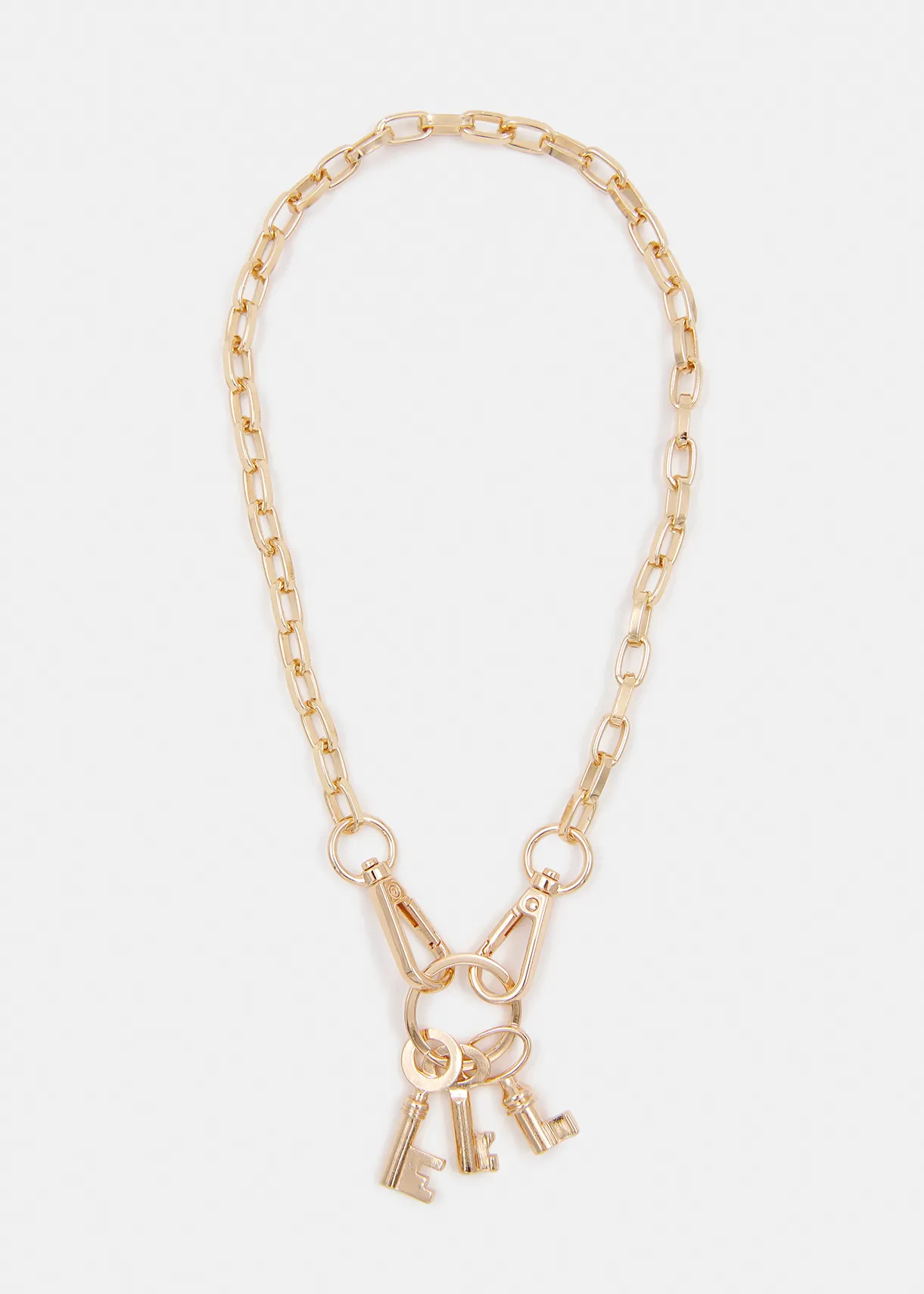Gold-tone chain necklace with key pendants