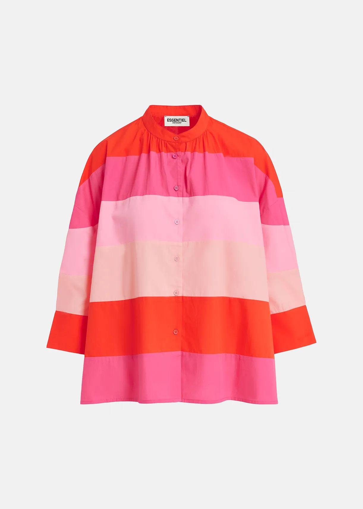 Light pink, pink and red oversized cotton shirt