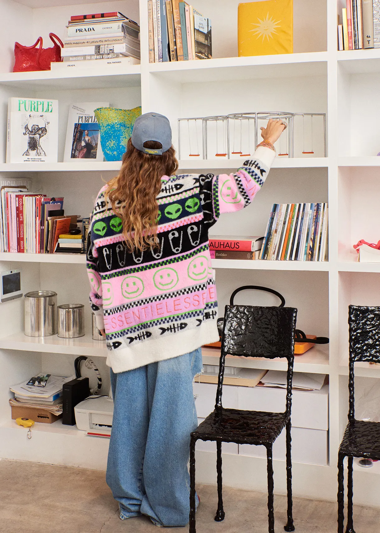 Multicolor intarsia-knitted cardigan