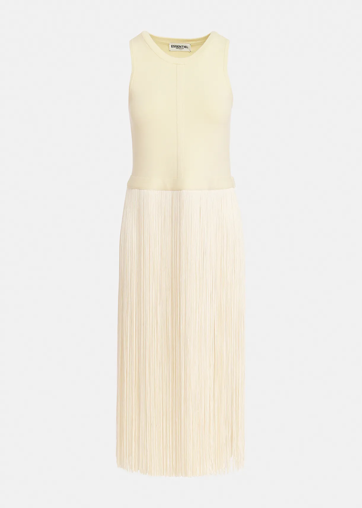 Ecru knitted top with long fringes