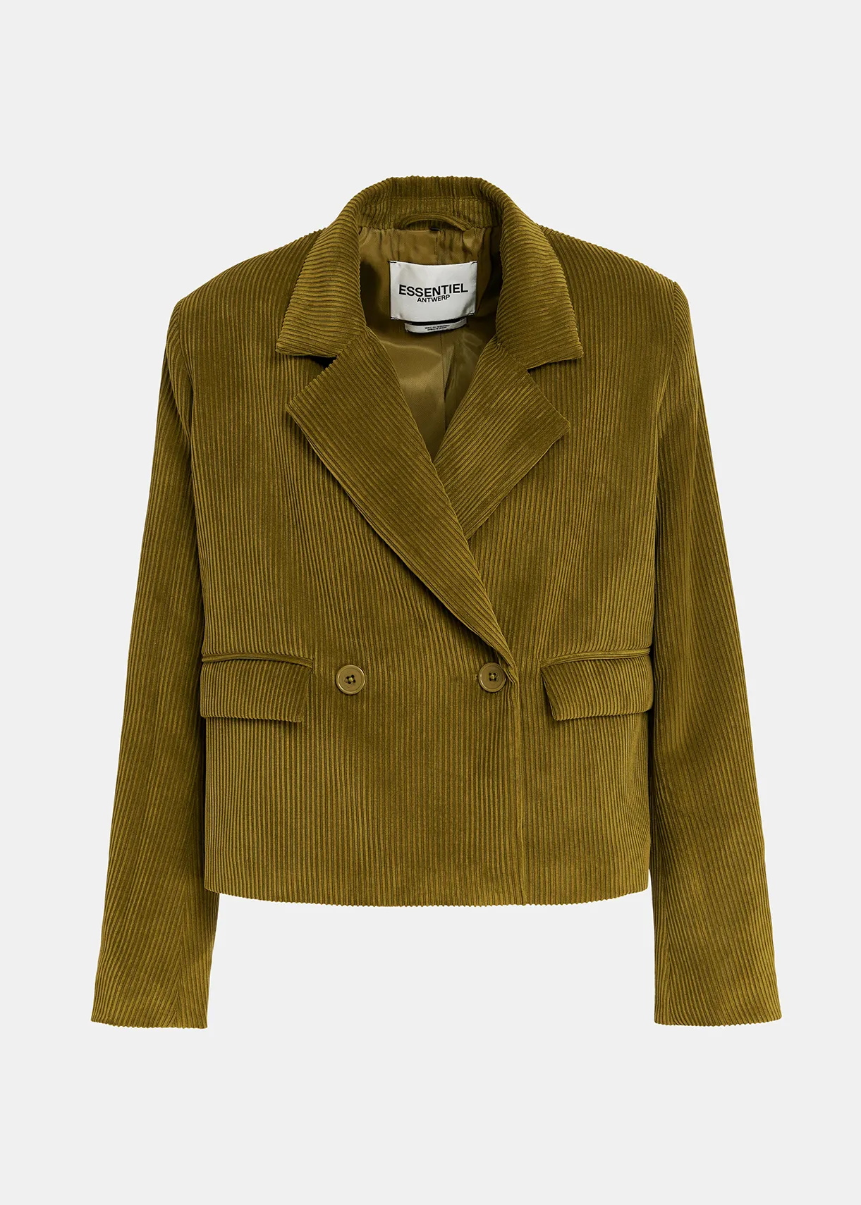 Khaki corduroy cropped blazer