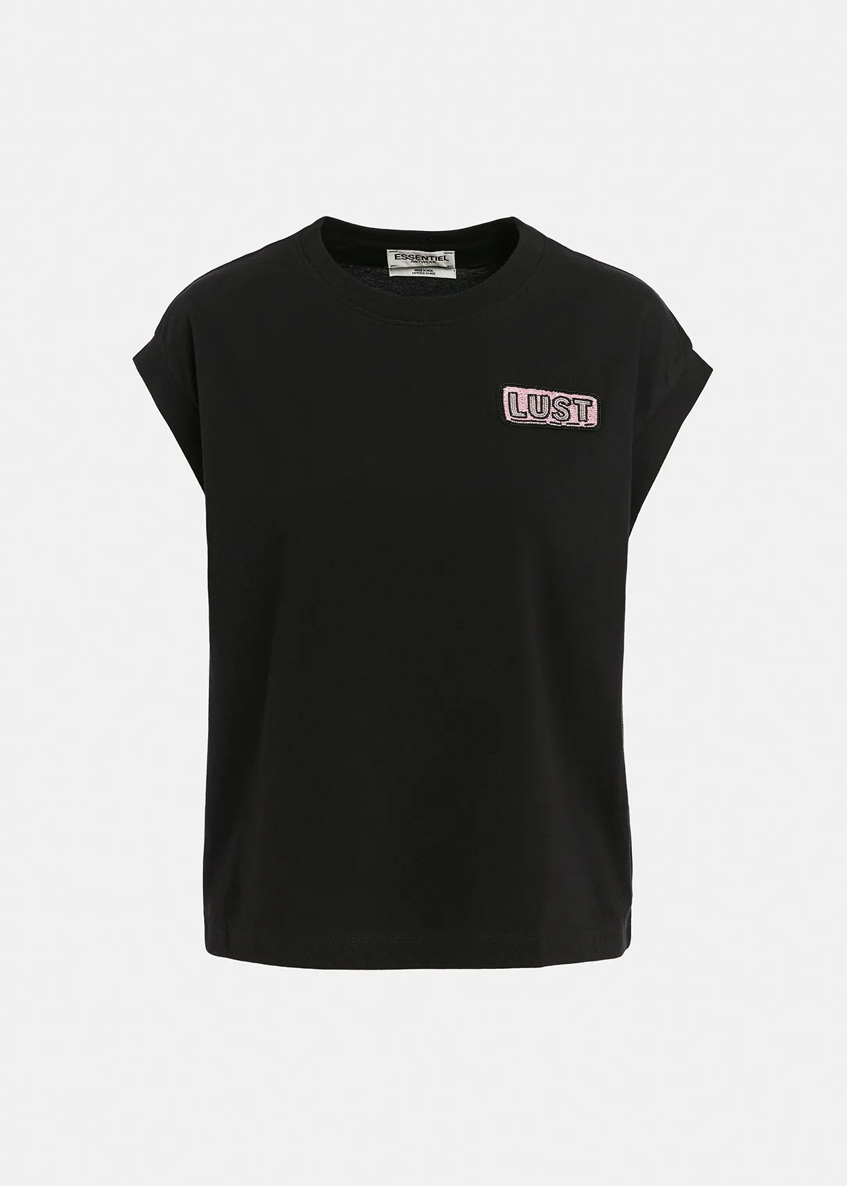 Black organic cotton T-shirt with embroidery