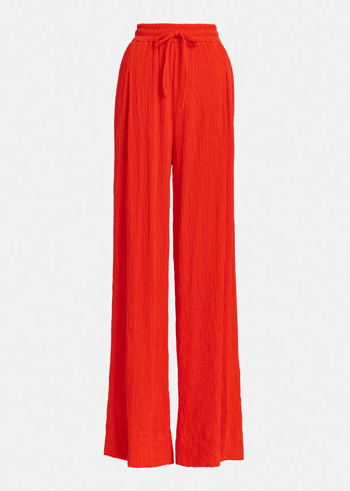 Red wide-leg seersucker pants