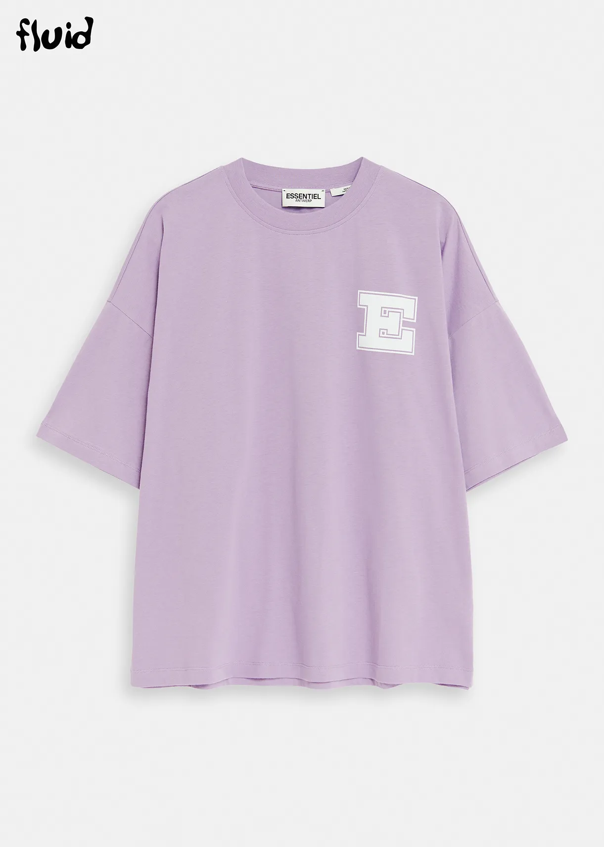 Lilac organic cotton T-shirt with 'E' print
