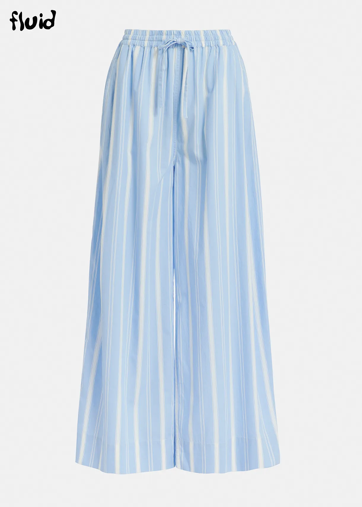Blue and white striped cotton pants