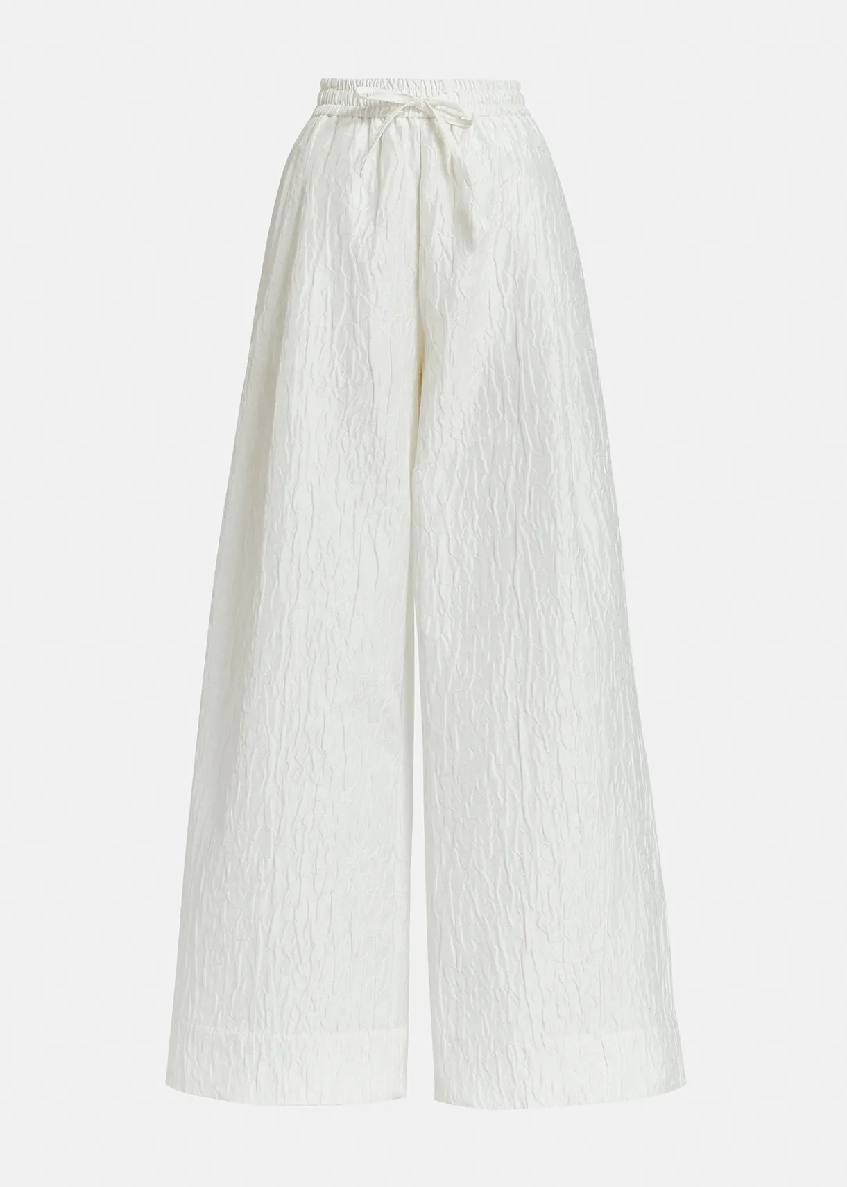 Off-white floral-jacquard wide-leg pants