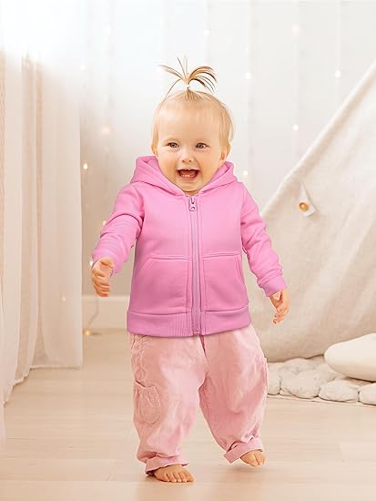 Zdluxco Cooraby 3 Pieces Baby and Toddler Girls Fleece Full-Zip Hoodies Lightweight Jacket with Pockets Winter Coat for Baby Girls