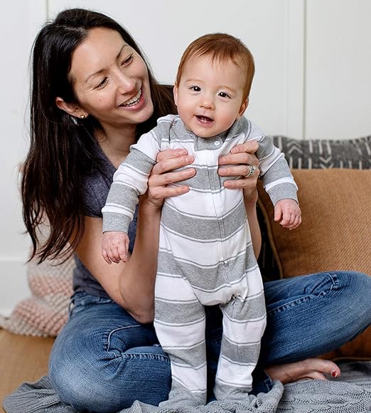 Zdluxco Burt's Bees Baby Boys' Sleep and Play Pjs, 100% Organic Cotton One-piece Zip Front Romper Jumpsuit Pajamas