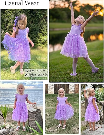 Zdluxco Arshiner Toddler Tutu Dress Little Girls Fluffy Summer Dresses Casual Party Tulle Sundress for Kids 2-6Y