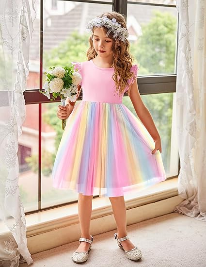 Zdluxco Arshiner Toddler Tutu Dress Little Girls Fluffy Summer Dresses Casual Party Tulle Sundress for Kids 2-6Y