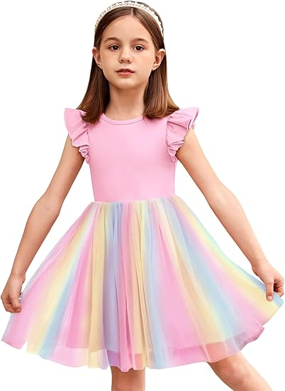 Zdluxco Arshiner Toddler Tutu Dress Little Girls Fluffy Summer Dresses Casual Party Tulle Sundress for Kids 2-6Y