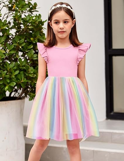 Zdluxco Arshiner Toddler Tutu Dress Little Girls Fluffy Summer Dresses Casual Party Tulle Sundress for Kids 2-6Y