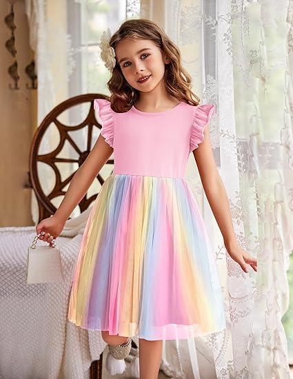 Zdluxco Arshiner Toddler Tutu Dress Little Girls Fluffy Summer Dresses Casual Party Tulle Sundress for Kids 2-6Y